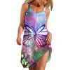 Nieuwe casual jurken dames strandjurk zomer print halter nech vest vintage bohemien vlinderfeest voor dames