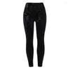 Leggings pour femmes 2023 Sexy Dark Gothic Slim Fleece Legging Femmes Noir Daim Gaufrage Long Skinny Goth Indie Big Flower Imprimé Bas