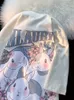 남성 Tshirts 미국 맞춤형 그래픽 티셔츠 토끼 프린트 짧은 소매 및 여성 여름 편안한 커플 탑 레트로웨어하라 주쿠 230420