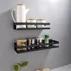 Bathroom Shelves Bathroom Hradware Accessories 20-50cm Modern Matte Black Bathroom Corner Shelves Kitchen Wall Shelf Shower Shampoo Storage Rack 230421