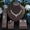 Necklace Earrings Set 2023 Fashion Saudi Arabia Bridal Jewelry Simply Cubic Zirconia 4 PCS Wedding Bracelet Adjustable Women Accessories