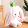 Plush Dolls 18cm Cosplay Strawberry Carrot Rabbit Toy Stuffed Creative Bag into Fruit Transform Baby Cuddly Bunny ie Doll For Kid 230421