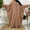 Ropa étnica Ramadán Botón abierto Abaya Dubai Cardigan Árabe Musulmán Hijab Vestido Islam Batwing Abayas para mujeres Kimono Femme Musulman Kaftan