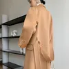 Women's Wool Blends Korean Women Outerwear Handmade Hepburn Coat Doublesided Doublebreasted Cashmere Long Woolen Jacket Grey Ou 231120