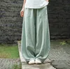 Women's Pants Capris Cotton Linen Bloomers Wide Leg Pants Women Vintage Full Length Fashion Elegent Pants Solid Elasitic Waist Spring Autumn 5XL 230421