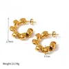 Hoop Earrings ALLME Simple Telephone Ring Twisted C Shaped 18K Gold PVD Plated Stainless Steel Big Earring For Women Brincos