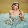 Сексуальное милое блестящее платье принцессы Quinceanera 2024, с открытыми плечами, аппликациями, бантом и бусинами, вечернее сладкое платье 16, Vestidos De 15 Anos