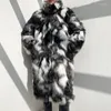 Trench da donna Abbigliamento da uomo Trendy Lungo sopra il ginocchio Giacca in cotone con pelliccia sintetica Calore Mantello antivento spesso Imitazione hip-hop