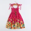 Vestidos de meninas Vestido de vestido floral de verão Ruffles Bohemian Beach Princesa para meninas Roupas 2 6 8 12 anos Com presente de colar 230420