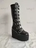 Laarzen Dames Cosplay Hoge laarzen Winter Lange buis Leer Ridderlaars Punk Gothic Klassiek Zwarte Hoge Hak Schoenen Kniehoge T231121