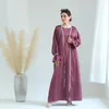 Ethnische Kleidung 2 Stück Satin Abaya Kimono passende muslimische Sets Flare Sleeve Open Abayas für Frauen Dubai Türkei Innenkleid Islam bescheiden