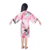 Pyjamas Wholesale Child's Satin Kimono Robes For Girls Kids Floral Sleepwear Peacock Flower Robe Spa Wedding Birthday Nightgown 231121