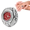 Kwarcowy pierścień zegarek palców dla kobiet mężczyzn Pierścienie Pierścienie cyfrowe zegarki Elastyczne rozciągliwe palce punkowe pierścienie biżuteria