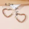 Hoop Earrings European And American Fashion Big Heart Acrylic Beaded For Women Statement Earring Pendientes Summer Party Jewelry