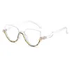Solglasögon Diamond-anklövda spegel halv ram mode trend damer glasögon europeiska och amerikanska vindögonfallande