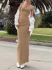 Kadınlar Suits Blazer S Çiçek Baskı Straplez Tüp Üst ve Maxi Etek Seti Şık Y2K Yaz Plajı Giyim 231120 için İki Parça Kıyafet