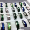 Band Rings Wholesale 30Pcs 8Mm Pink Green Blue Shell 316L Acier Stainless Steel Jewelry Finger Ring Comfortable Fit Drop Deli Dhgarden Dhvyd