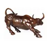 8Inch Arts and Crafts Big Wall Street Bronze Fierce Bull Ox Statue