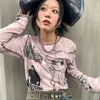 Kvinnors t-shirt Karrram Y2K-estetik T-shirt Grunge Fairycore Harajuku Tshirt Japanese Cartoon Print Tee Shirts Korean Fashion Tops E-Girl 00S 230421