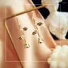 Dangle Earrings Drop For Women 925 Original Vintage Fine Jewelry Hand-made 14K Flower Imitation Pearls Earring