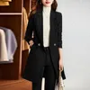 Kvinnors tvåbitar byxor Autumn Winter Women Pant Suit Red Blue Black Long Blazer Jacket och byxa 2 stycken Set Female Office Ladiy Work