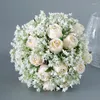 Wedding Flowers Bouquet Bruidsmeisje Silk Ribbon Artificial Roses met bruids mariage -accessoires