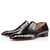 Sapatos de vestido sapatos masculinos Triple Black Black Suede Patent Leather Rivets deslize em loafer Luxury Poene Men Sapato de casamento para festa de negócios 38-47