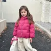 Manteau d'hiver en duvet de canard blanc pour filles, Style court pour enfants, couleur unie, épais et chaud, veste à capuche