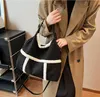 Ladies shoulder bags 2 colors retro lambswool tote bag large capacity soft and comfortable plush handbag daily Joker solid color stitching leather backpack 9708#