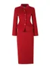 China rot 2-teiliges Set Blazer + Minirock Anzug Partykleid Luxus Hand MadeShort Mini für Mädchen kurze Jacke Sommer