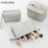 Cosmetische tassen kisten gezuiverd 1 pc grote vrouwen pu lederen waterdichte rits make -up reiswasmake -up organisator schoonheid case 230421