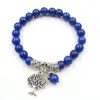 Strand XSM 8mm Lapis Lazuli Prayer Rosary Armband Pärlor Stone Bangles Reiki Tree Of Life and Lotus Flower Buddhist Meditation SMEEXKE