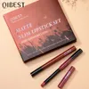 Lippenstift QI Matte Lippenstift Pen Set 12 Kleuren Fluwelen Naakt Lippenstift Potlood Sexy Rood Bruin Pigmenten Langdurige Lip Tint Lippen Make-up 231121