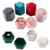 Jewelry Pouches Velvet Hexagon Single Slot Ring Box For Engagement Wedding Keepsake Case Bridal Po Exhibitor Storage Display Selling