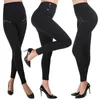 Dameslegging Yogabroek Elastisch Hoge taille Dames Fitness Joggen Workout Push Up Boren Rits Knop Zwart Gym Sexy broek