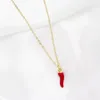 Halskette Ohrringe Set Gefüllte Rote Emaille Nette Chili Anhänger Tropfen Für Frauen Mode Gold Farbe Ketten Halsketten Schmuck