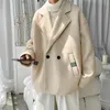 Herren Wollmischungen Winter Beige Schwarz Wollmantel Männer Warme Mode Lässige Zweireiher Jacke Koreanische Lose Kurze 231120