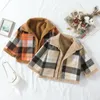 Gilet -08-23 Lioraitiin 0-5Y enfants garçons laine veste revers à manches longues fourrure Plaid à manches longues simple boutonnage Double face manteau 231120