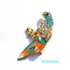 Stift broscher delikat strass papegoja broscher för kvinnor emaljerad fågel pin multi färg damparti gåvor klädtillbehör mode smycken z0421