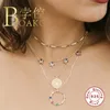 Wisiorki Boako 925 Srebrny naszyjnik biżuteria dla kobiet 2023 Stars Moon Cadena Plata Cyrcon Choker Collier #8.5