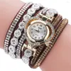 Armbanduhren Damen Vintage Quarz Armbanduhr Strass Kristall Armband Ziffernblatt Analog Für Damen Modisch Freizeit Damen