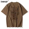 Men s t shirts lyprerazy Chinese vintage aap king borduurwerk t -shirt t -shirt streetwear t shirt hiphop 4xl kleding bruin katoen 230421