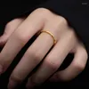 Cluster Rings Golden Silver Color Bamboo Joint Metal For Women Men Simple Delicate Geometric Opening Adjustable Couple