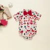 Kledingsets Ceeniu 0-18M My First Christmas Baby-outfits Jongens Rode Strik Kerstprint Body en Overalls Shorts Jaar Babykostuum 231120