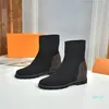Thin Boots Women's Short Boots Elastic Knitted Early Autumn Square Head Socks Boots with a Heel Height of 10cm or Less