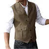 Gilet da uomo 2023 Blu a spina di pesce Tweed Completo da uomo Gilet Giacca senza maniche Su misura Matrimonio vintage per uomo