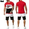 Men's Tracksuits Men's Summer Brand Print Shorts Suits Leisure Sports Fashion Gym Suit Bodybuilding T-shirtPants Two Piece Sportswear Set 230421
