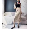 Jupes 2023 femmes printemps été Vintage à pois jupe femme a-ligne élastique taille haute plissée dame décontracté ample F454