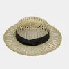 Chapeaux à large bord Chapeau de plage vintage pour femmes Herbe de mer Paille tissée à la main Français Soleil Vacances d'été Sombrero Panama Hommes