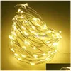 Decorazione per feste 2M 20Leds Led String Cr2032 Batteria Micro Mini Light Copper Sier Wire Strisce stellate per Natale F705 Dro Dh0Bo